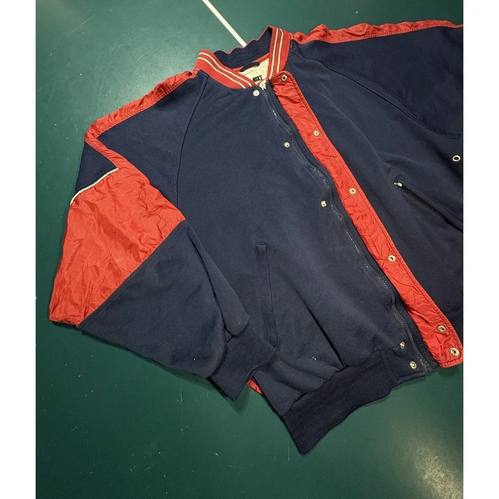 Vintage 90's Nike Bomber Jacket Track Jacket swoosh Red‎ Blue Color Block Size L